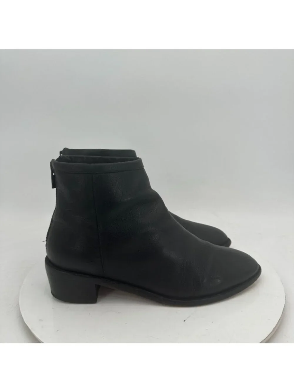 Loeffler Randall Women Size 7.5B Black Leather Back Zip Ankle Low Heel Boot - Picture 4 of 11